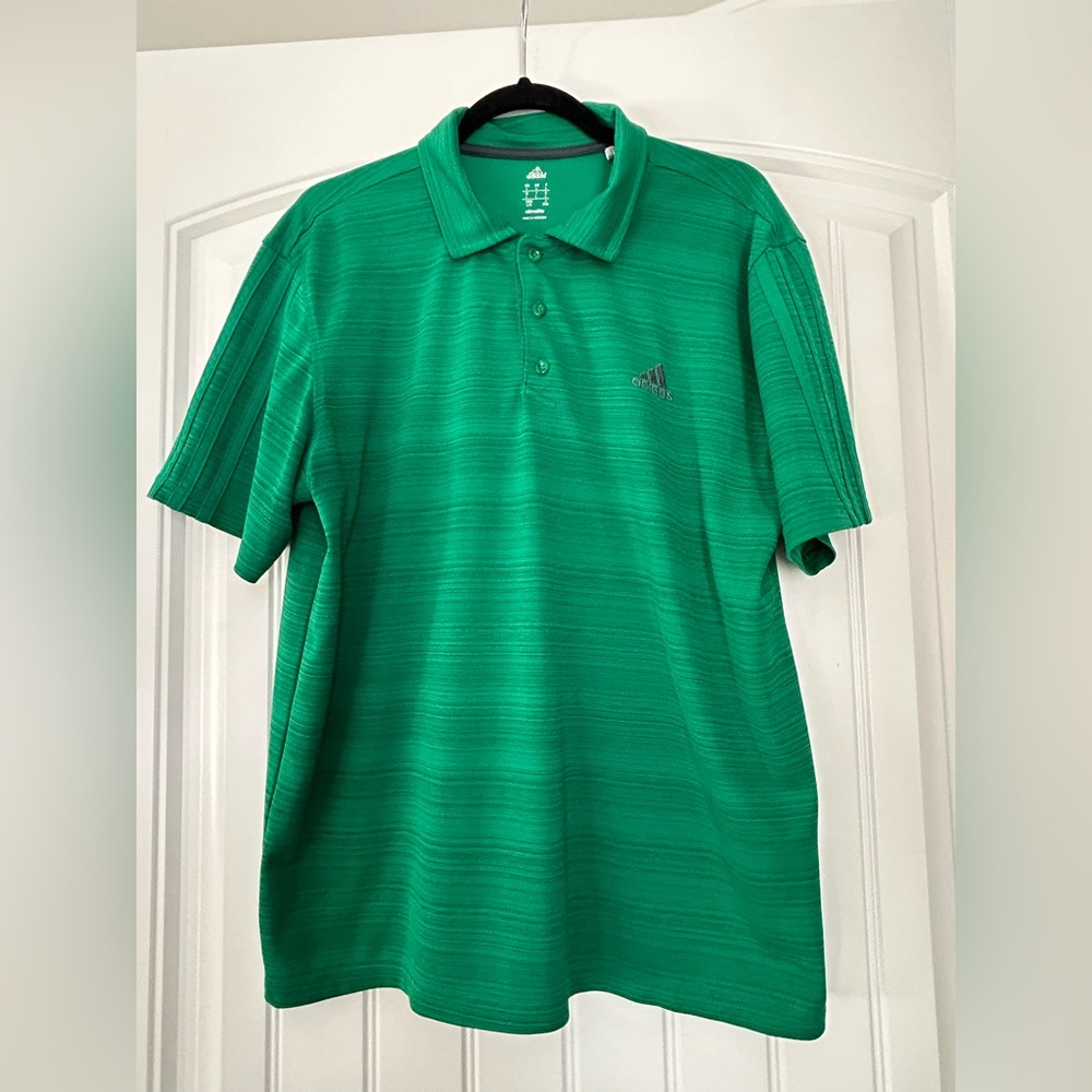 Adidas Climalite polo; size L, kelly green color. Great used condition.
